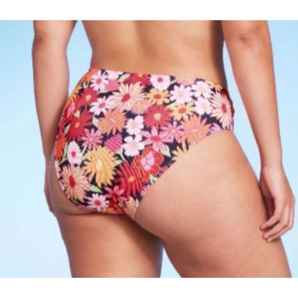 Wild Fable - Women's Ribbed High Waist High Leg Cheeky Bikini Bottom - XS(0-2) - Picture 2 of 11